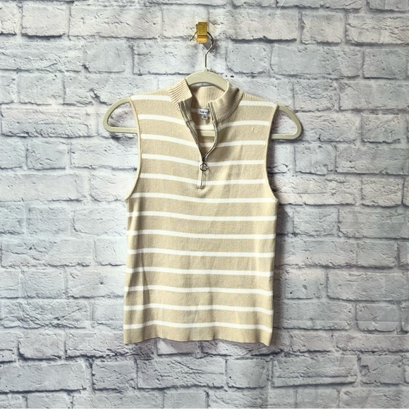 Striped Zip Up Tank - Picture 1 of 4
